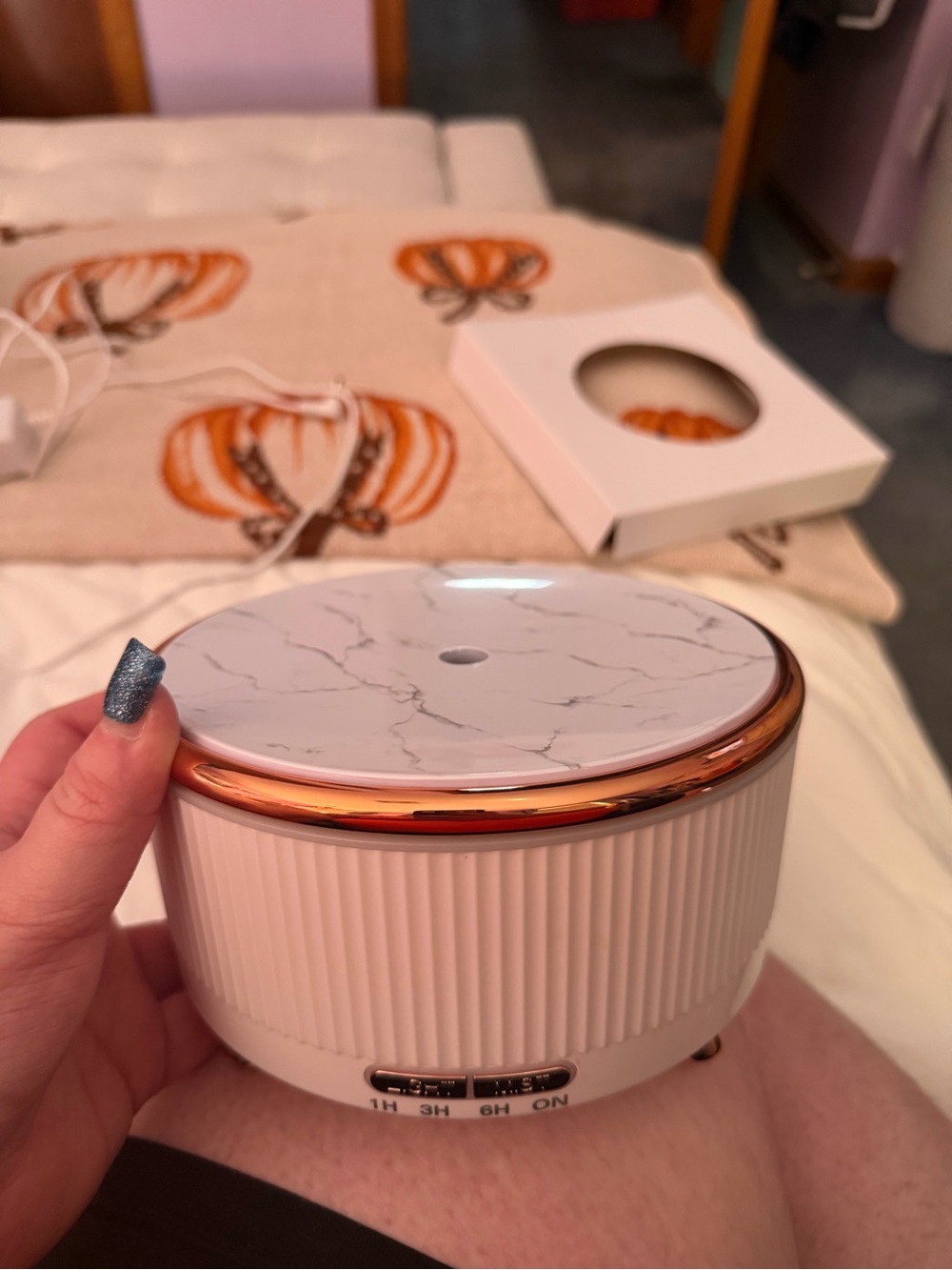 Amazon White and Rose Gold Marble Top Ultrasonic Diffuser
